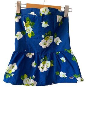 HOLLISTER 100% Cotton Floral Peplum Tube Top Size M